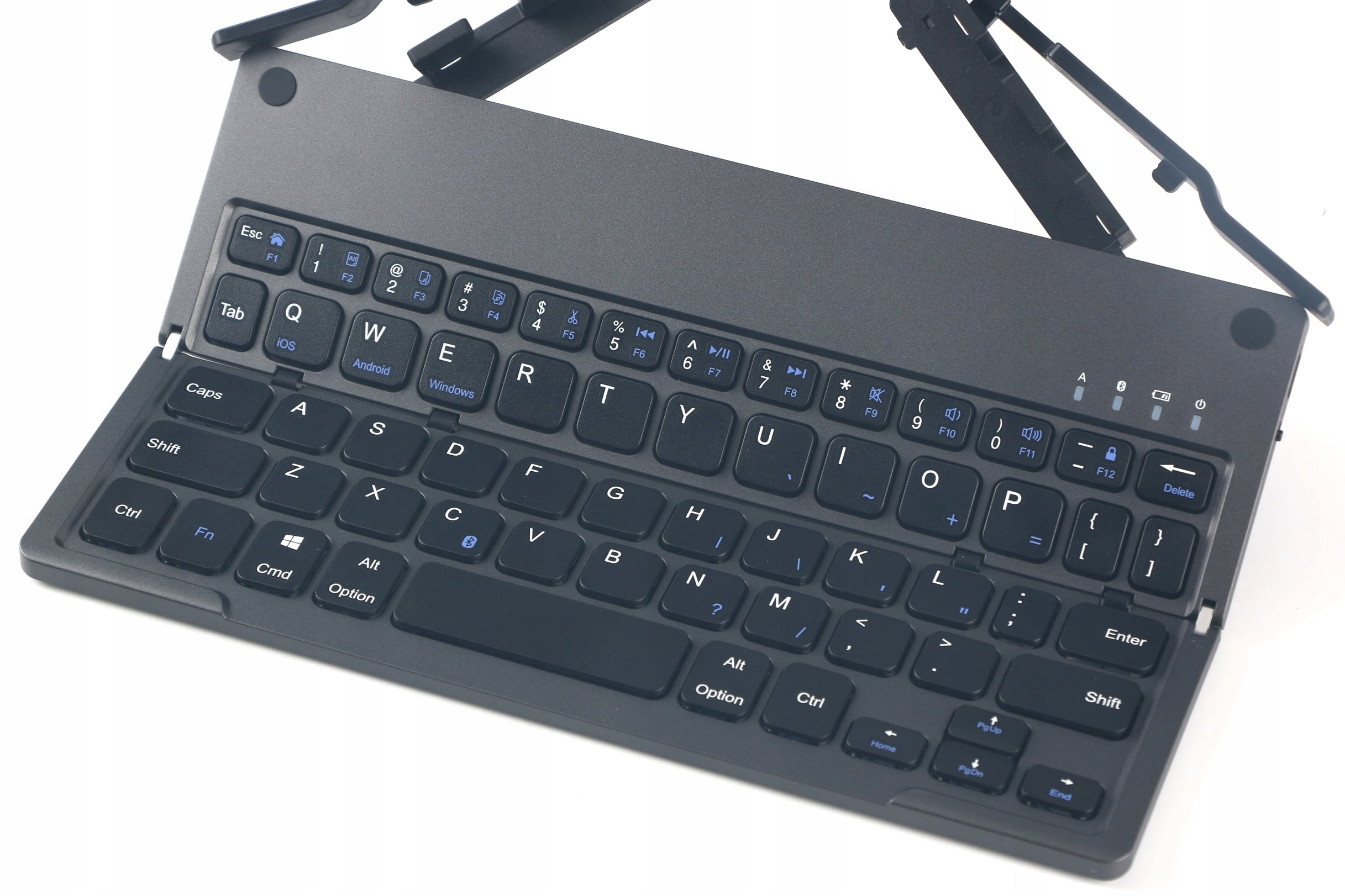 B048 harmonica style built-in stand mini portable folding keyboard type-c charging light sound universal bluetooth keyboard