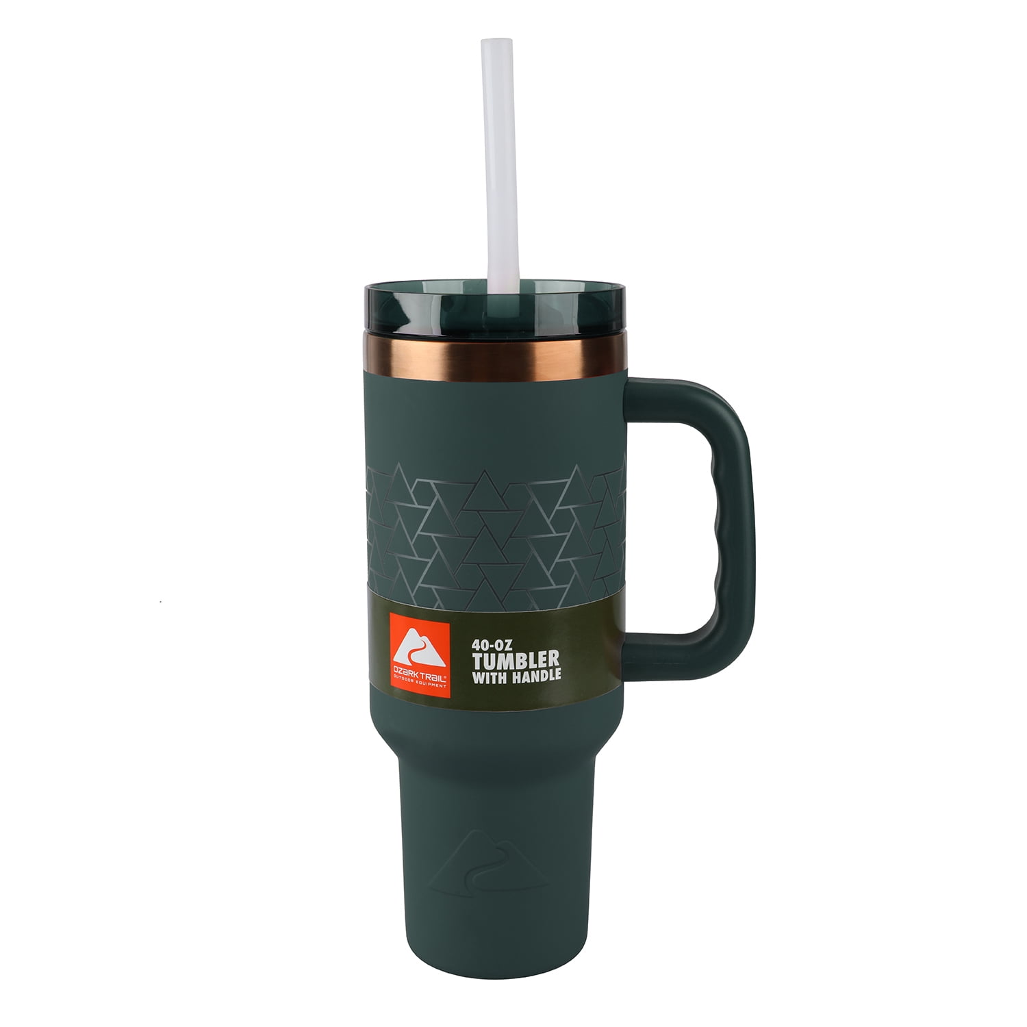 (3 pack) Ozark Trail 40 oz Insulated Stainless Steel Tumbler with Handle, Dark Green