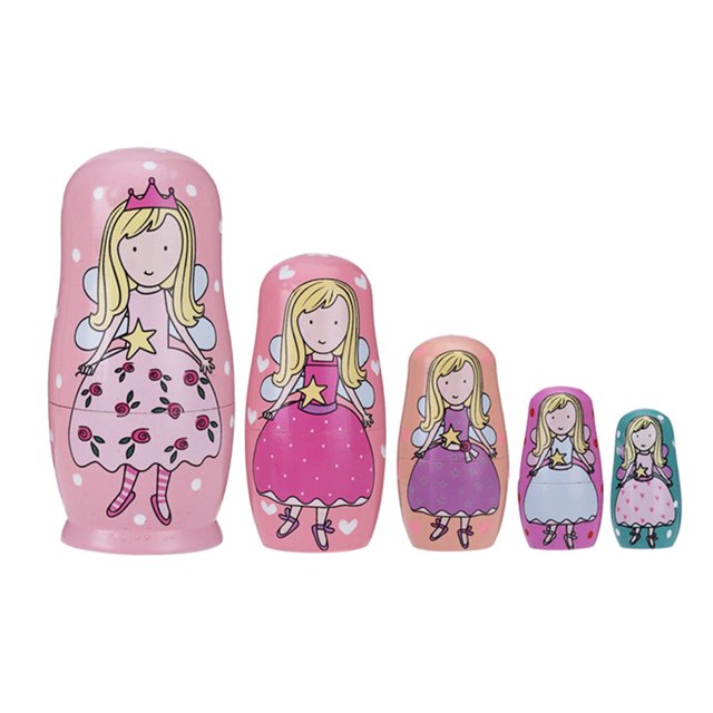 Wood Matryoshka Wishing Gift 5 Piezas Muñeca Interior Muñeca Vintage para Niños Niños