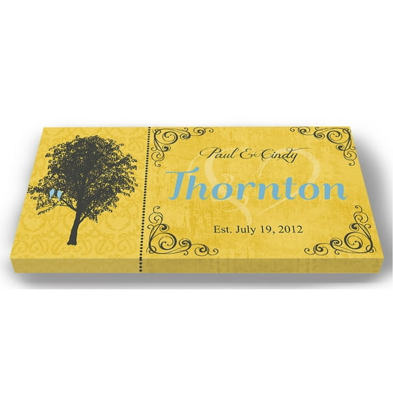 MuralMax Personalized His & Hers Family Name & Established Date - Canvas Wall Decor Art -Unique Wedding Anniversary Gifts For All Milestone Occasions - Color Tangerine - Size - 20 x 10