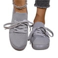 thumbnail image 2 of UDAUDU Womens Sneakers Knit Breathable Lace Up Walking Shoes Non Slip Lightweight Casual Tennis Shoes Work Shopping Travel Shoes Gray, 2 of 5