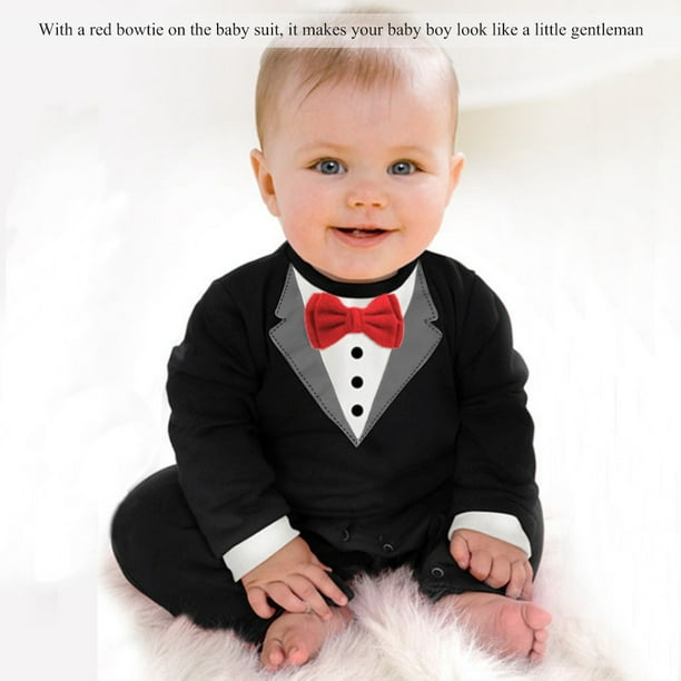 Mono de traje para bebes y ninos mono de caballero pequeno con pajarita conjunto de ropa para bebes negro 95 Walmart en linea