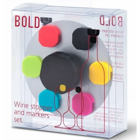 6-Pack Bold Colorful Silicone Wine Glass Marker Markers Bottle Stopper Dinner
