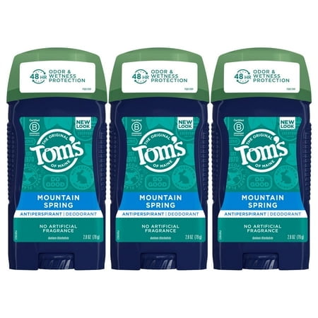 Tom's of Maine Antiperspirant Deodorant for Men, Mountain Spring, 2.8 oz. 3-Pack