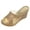 Gold, variant on Metallic Sparkly Cork Footbed Wedge Slip on Backless Dressy Sandals for Women Bridal Peep Toe Espadrilles Platform Chunky High Heel Slides Gold Size 8