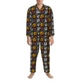 thumbnail image 3 of Hirioo Pumpkin And Flying Bat for Men's Pajama Sets 2 Piece Pjs Men's Long-Sleeved Pajama Set Button Down Sleepwear,S-XXL-Medium, 3 of 7