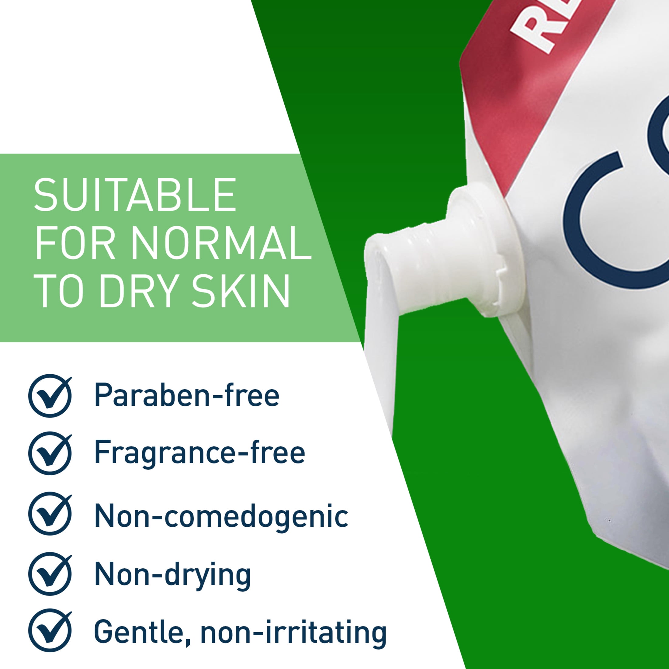 CeraVe Hydrating Facial Cleanser for Normal to Dry Skin, Refill 16 fl oz