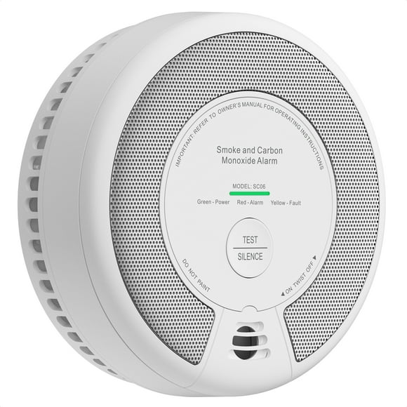 X-Sense SC06 Détecteur de Fumée 2-en-1 Combo Détecteur de Monoxyde de Carbone Batterie 10 Ans, Alarme Incendie et CO Sans Fil, Lot de 1