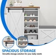 thumbnail image 3 of Dextrus Shoe Cabinet with Slide Door & Shoe Bench, 5-Tier Adjustable Farmhouse Shoe Storage for 20 Pairs for Entryway, Foyer, Hallway, White, 3 of 6