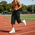 thumbnail image 6 of Mens Athletic Capris Pants Multi-Pockets Drawstring Elastic Waist Casual Workout Sports Shorts Fathers Gift, 6 of 7