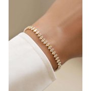vylahjewellery Marquise Tennis Bracelet, Diamond Bracelet, Dainty Bracelet, Gift for Her, Minimalist Bracelet, Vermeil Yellow Gold Bracelets for Women ( 5, 925 Sterling Silver )