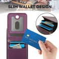 thumbnail image 6 of Crossbody Wallet Case for iPhone 16 Pro Max, Purse Magnetic Clasp RFID Blocking Card Holder, Elegant PU Leather Flip Kickstand Shockproof Protective Cover for iPhone 16 Pro Max, Darkpurple, 6 of 8