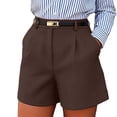 thumbnail image 5 of Dpjklzsn Women's High-Waisted Tailored Shorts, Side Pockets, Belt-loop Waist, Pleated Front for Work, Travel and Dressy Casual Outfits, 5 of 5