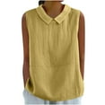 thumbnail image 2 of Womens Clothes Kelon Tank Tops for Women Crew Neck Linen Cotton Summer Business Work Basic Tees Travel Vacation Clothes, XL, 2 of 5