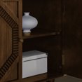 thumbnail image 6 of CQSXDA 33.6 Inch Wooden Sideboard Buffet Cabinet in Walnut with Geometric Design for Entryway and Kitchen Storage, 6 of 10