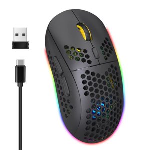 2.4g sans fil Mouse Rgb Sans fil lumineux Gaming Type-c Rechargeable Mouse noir