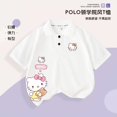 thumbnail image 4 of Camiseta polo de manga corta con mangas raglán de Hello Kitty para niñas, estilo nuevo de verano, camiseta holgada con dibujos animados para niñas y niños grandes, 4 of 4
