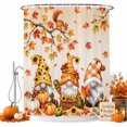 thumbnail image 2 of Gnomes Fall Shower Curtains for Bathroom, Maple Leaf Thanksgiving Pumpkins Orange Waterproof Fabric Shower Curtain, Decorative Bathroom Curtain for Bathtub, 72"x84", No Hooks Included, 2 of 9