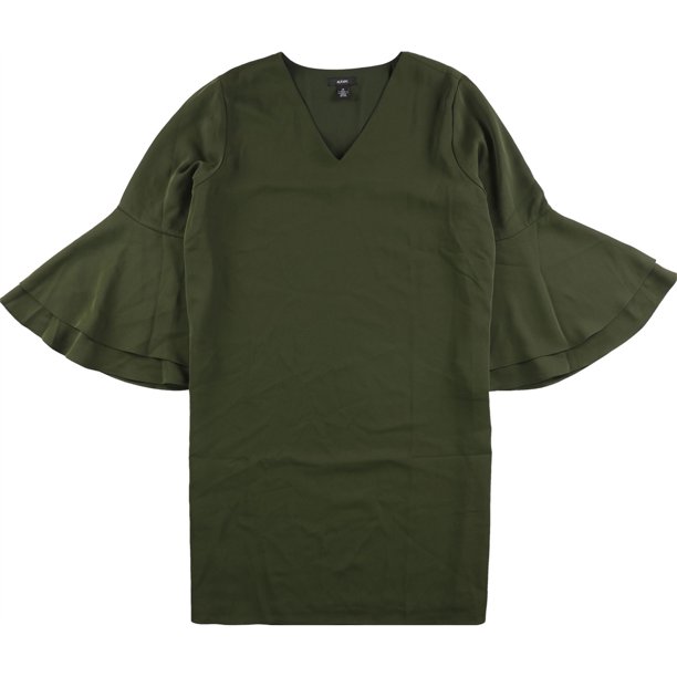 Alfani Womens Bell Sleeve Shift Dress, Verde, 18