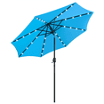 thumbnail image 2 of Topeakmart 9ft Solar LED Lighted Patio Umbrella with 8 Ribs Tilt and Crank Sky Blue, 2 of 14
