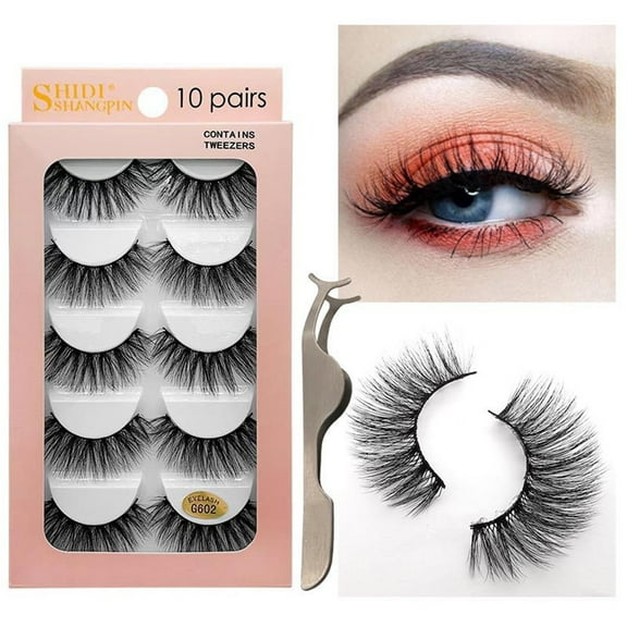 LEHOZIHEQ False Eyelashes, Extension Eyelashes Set, Half Lashes Natural Look Wispy 10 Pairs Cat Eye Lashes 3D False Eyelashes Fluffy Soft Short Faux Mink Lashes Sets Pack
