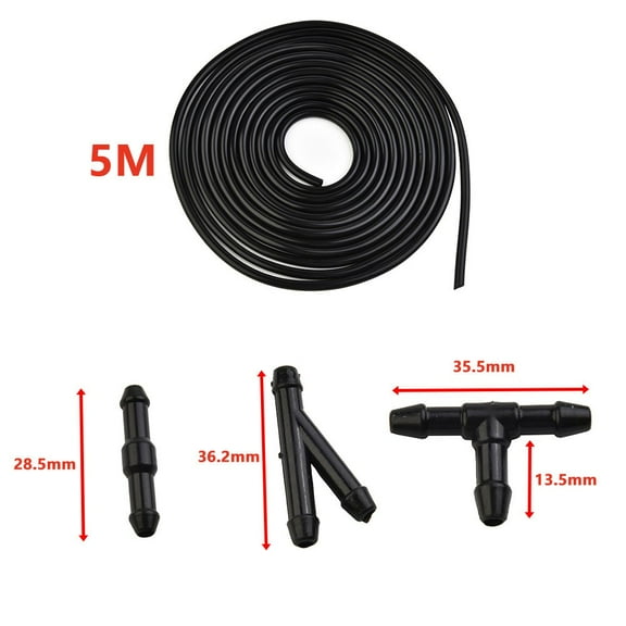 5M Windshield Wiper Tube T/Y/I Type Splitter Windshield Washer Hose Connector Automotive Car Wiper Blade Pipe Windshield Jets