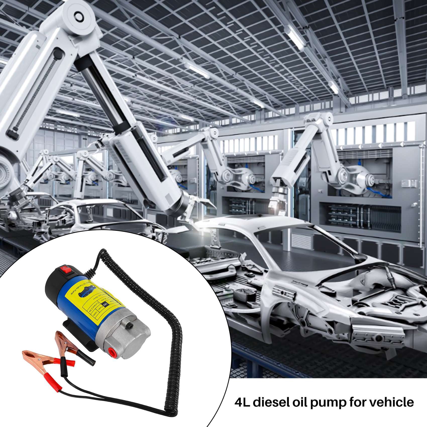12V Electric Scavenge Suction Transfer Change Pump Oil Transfer Pump 1-4L/Min Motor Oil Extractor Pump for Car,1 * Oil Transfer Pump 3 * Hose 2 * Battery Clamps
