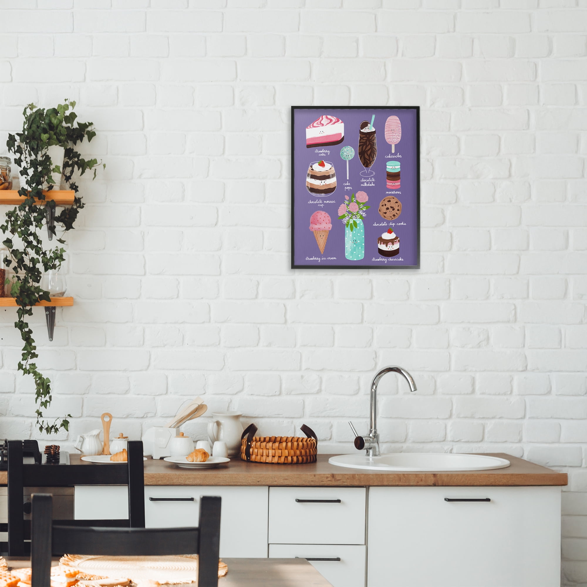 Stupell Industries Decadent Desserts & Flowers Black Framed Giclee Art, design by Metka Hiti