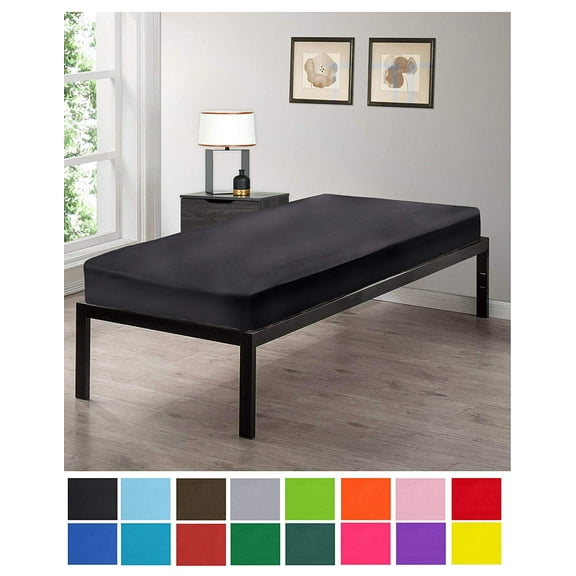 Gilbins Cot Size 30" x 75" Fitted Sheet, Made of Ultra Soft Cotton, Perfect for Camp Bunk Beds/RVs/Guest Beds Black
