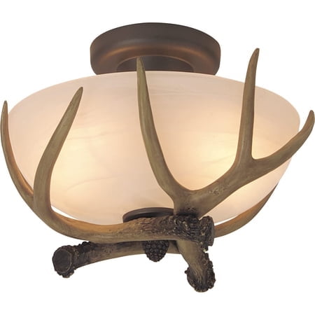 Craftmade X1611-EB Antler Alabaster Glass Semi Flush Mount Fixture Ceiling Lighting 2-Light 120 Watts (9""H x 12""W) European Bronze