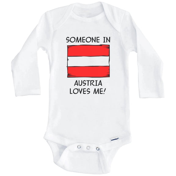 Someone In Austria Loves Me Austrian Flag One Piece Baby Bodysuit (Long Sleeve), 0-3 Months White