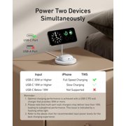 Anker MagSafe Compatible MagGo Charger Stand, 2-in-1 Wireless Charging Station, Qi2 Certified 15W Max Charging, Compatible for iPhone 17/16/15/14/13/12, AirPods Pro (White, with 40W Adapter)
