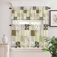 thumbnail image 2 of 3 Piece Kitchen Curtains and Valances Set Spring Floral Cafe Curtains 24 Inch Length Yellow Flowers Botanical Patchwork Grid Bohemia Valance & Tier Curtain for Living Room Bedroom 54"x18"+27"x24"*2, 2 of 6