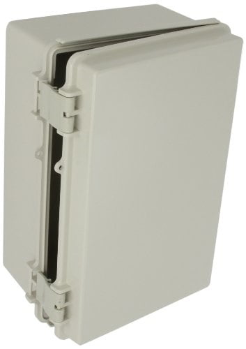 Photo 1 of bud industries nbf-32016 plastic abs nema economy box - electrical box for indoor uses - industrial box in light grey finish with solid door construction. conduit and fittings