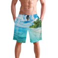 thumbnail image 4 of Dailycode Men's Quick Dry Swim Trunks Beach Shorts Casual Summer Board Shorts with Pockets, Beach and Blue Sea, 4 of 8