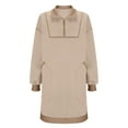 thumbnail image 4 of Womens Fall Long Sleeve Mini Dress Casual Half Zip Cap Sleeve Contrast Loose Sweatshirt Dresses with Pockets, 4 of 5