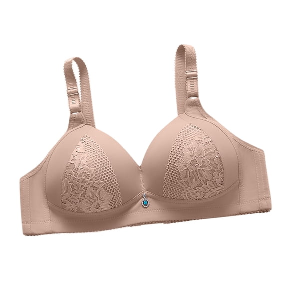 Bigersell Wireless Bralette Women Fashion Bowknot Printed Comfortable Hollow Out Bra Underwear No Underwire Short Size Female Sports Bra, Style 4169, Khaki 40B