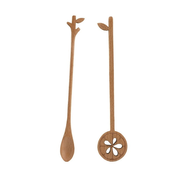 ColoMX 2pcs Wood agitando la cuchara Café conmovedor agitador de madera de la cuchara para el agitador largo de Coffer
