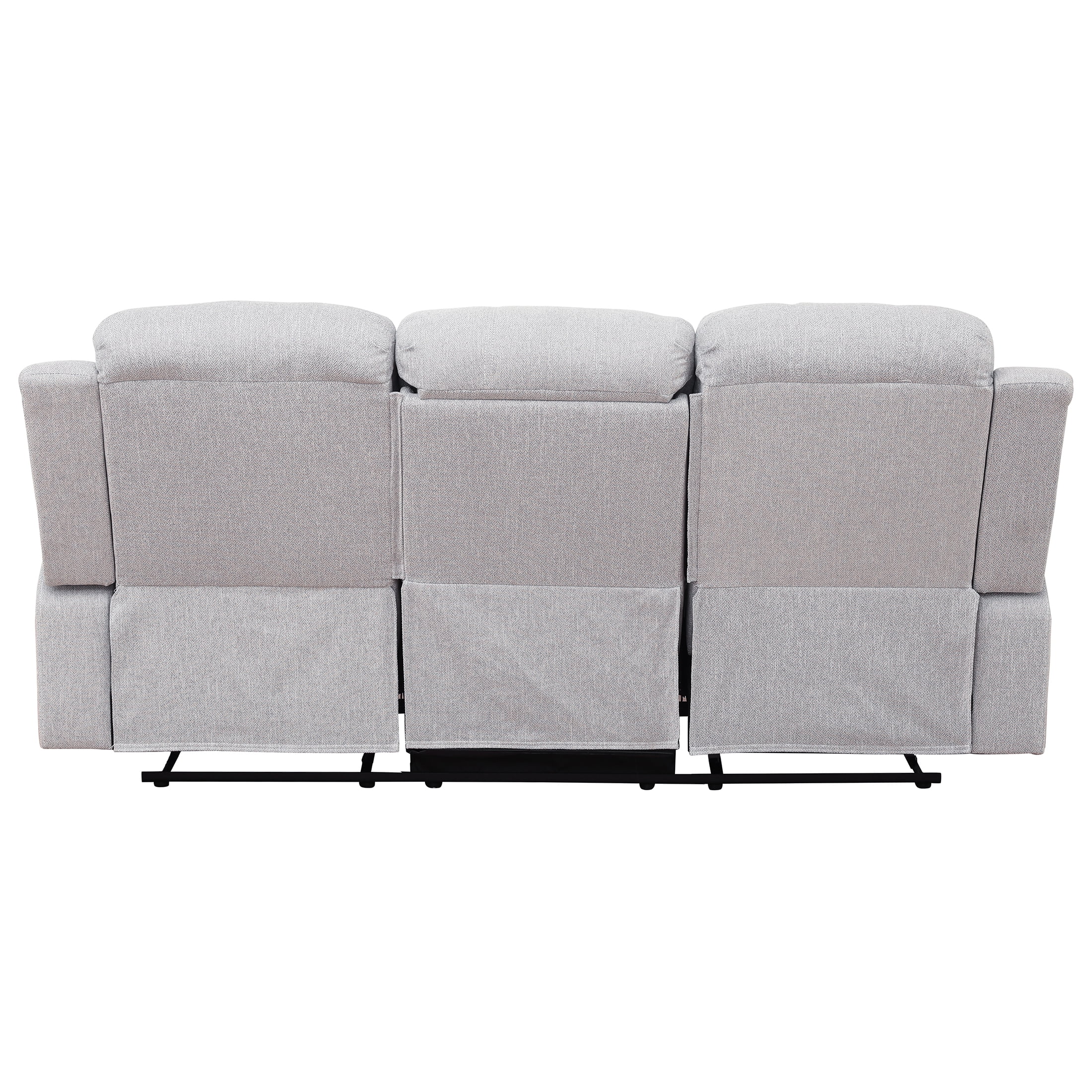 AUKFA 3 Seats Recliner Sofa Chair, Home Theater Sofa with Flipped Backrest and Cupholder, Gray