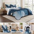 thumbnail image 6 of Twin XL Quilt Set 68''x98'', Navy Blue Marble Lightweight Summer Bedspread Coverlet Set with 2 Pillow Shams, Modern Abstract Ink Painting Breathable All Season Quilt Bedding for Dorm/Guest Room, 6 of 9