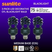 Sunlite Compact Fluorescent Black Light Bulb (BLB), Perfect for Halloween, Spiral Blacklight bulb, 20 Watts, 120 Volts, Medium Base (E26), 463nm, UL Listed, 3 Pack