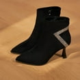 thumbnail image 6 of Women's British Fashionable Rhinestone Suede High Heeled Fashion Boots, 6 of 8
