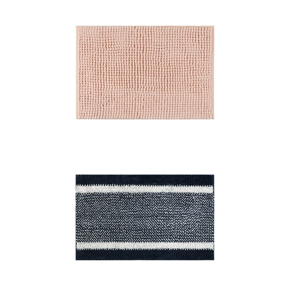 Unique Bargains 2 Pcs Room Rug Mat Plush Shaggy Carpet Pink/Blue 16" x 24"