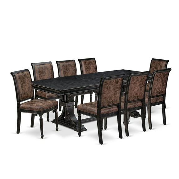 Luxe by East West Furniture 9 piece Modern Dining Table Set consists of a Dining Table and 8 Dinner Chairs