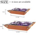 thumbnail image 4 of Women Girls Leather Square Dish Trinket Plate Jewelry Tray for Mothers Day Birthday Gift, Sugar Skull Purple Love Floral, 4 of 6