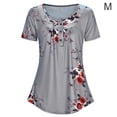 thumbnail image 1 of Camiseta estampada Mujer Verano Cuello redondo Blusa de manga corta Top suelto, Gris, M Scienceny AP001352-07, 1 of 7