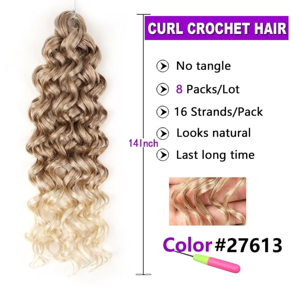 WEIF-GoGo Curl Crochet Hair 14 Inch Water Wave Curly Crochet Hair,Synthetic Natural Hairstyles Deep Twist Crochet Braids For Women (14 inch 27613)