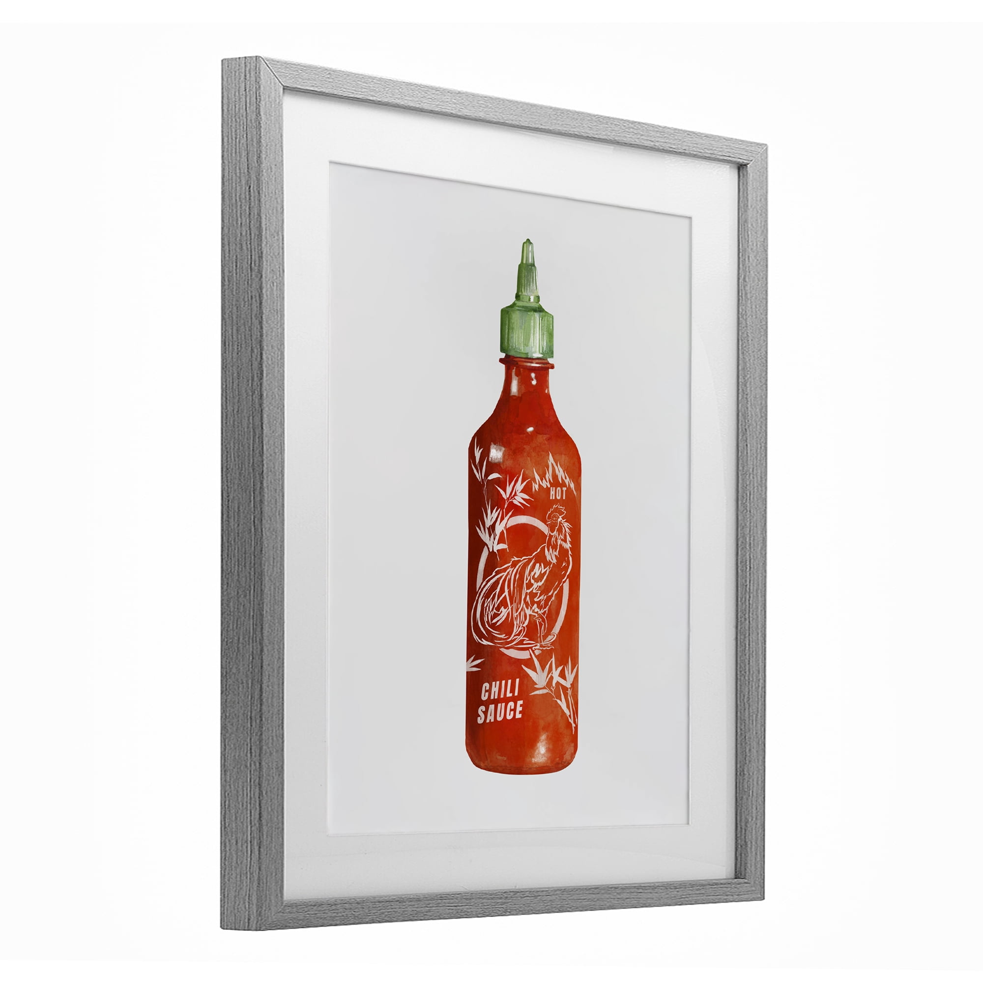 Stupell Industries Iconic Hot Sauce Bottle Gray Framed Print Under Glass, design by Rylen McNett