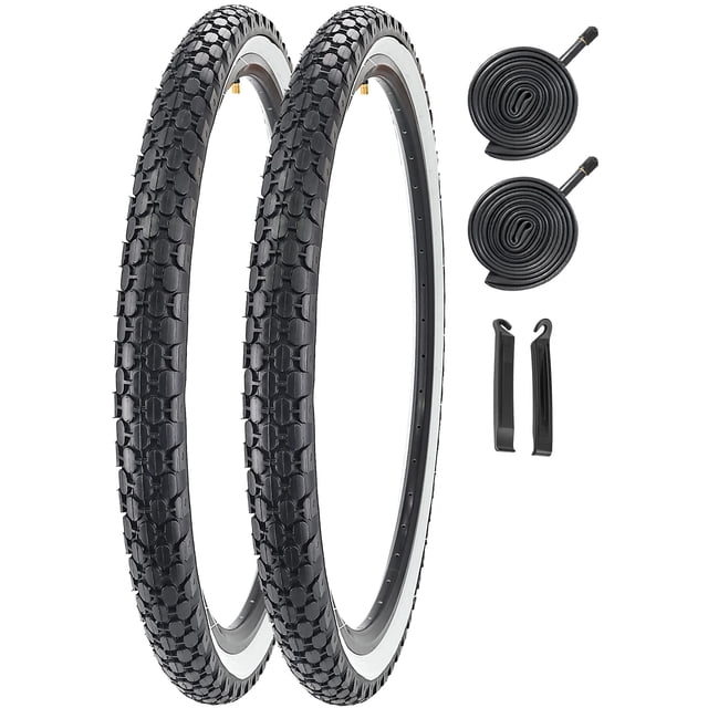 Kit de 2 neumáticos para bicicleta SIMEIQI, 26 x 2.125 pulgadas, flancos blancos