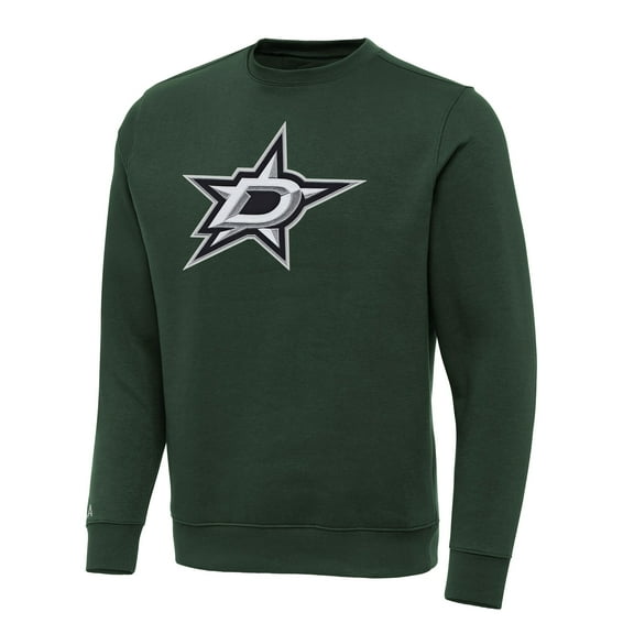 Men's Antigua Hunter Green Dallas Stars Victory Crewneck Pullover Sweatshirt